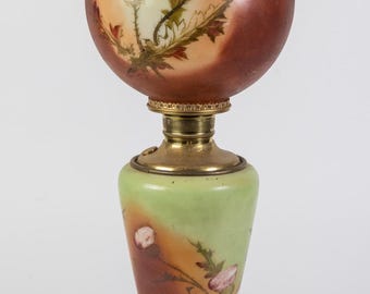 Antique Victorian Art Nouveau Gone With the Wind Hand Painted Thistle Floral Lamp