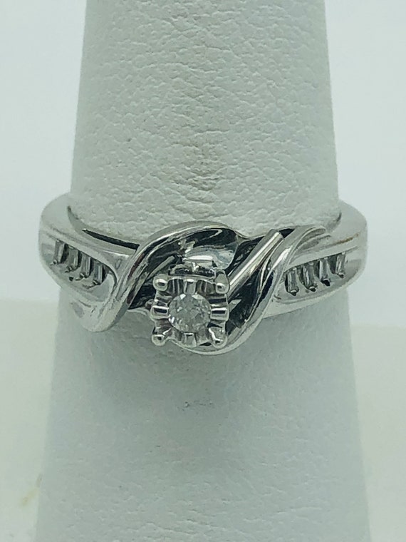 Vintage Sterling Silver Diamond Wedding Ring