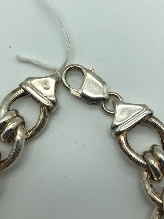 Thick Sterling Silver Charm Bracelet Gem