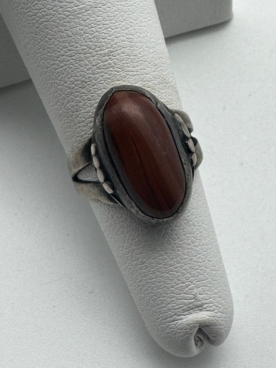 Vintage Sterling Silver Red Jasper Ring - image 1