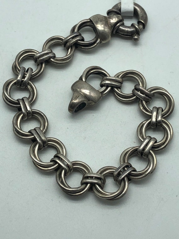 Thick Sterling Silver Charm Bracelet Gem