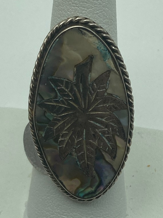 Vintage Sterling Silver Abalone Ring - image 1