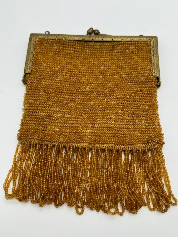 Antique Art Deco Amber Beaded Purse - image 1