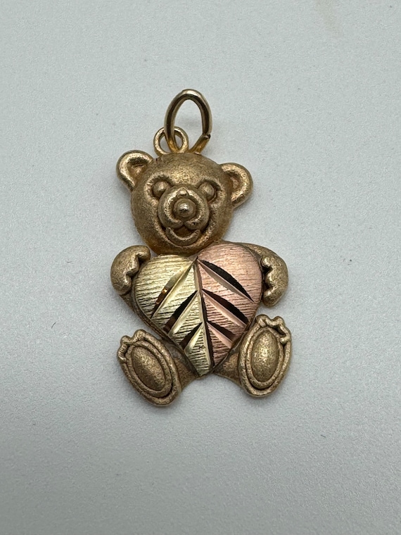 Vintage 10k Rose and Yellow Gold Teddy Bear Charm