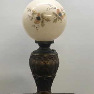 Antique Victorian Hand Painted Floral Fall Colors Art Nouveau Gone With The Wind Lamp GWTW