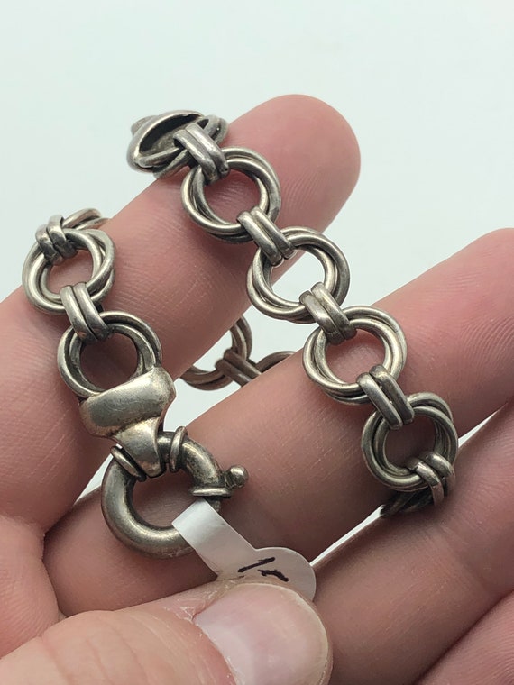 Thick Sterling Silver Charm Bracelet Gem