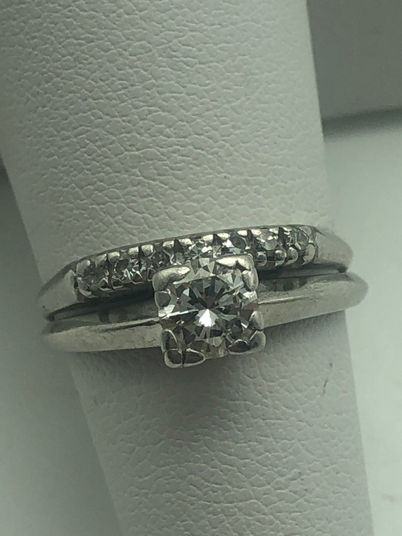 Art Deco Platinum and Diamond Ring and Band .70Ctw - image 1