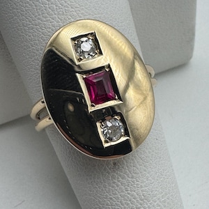 Antique 14k Yellow Gold Ruby And Diamond Ring