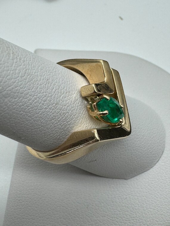 Vintage 14K Yellow Gold Emerald Marquis Ring - image 2