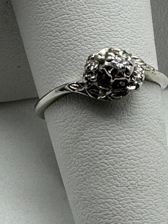 14K Art Deco White Gold Diamond Engagement Ring - image 3