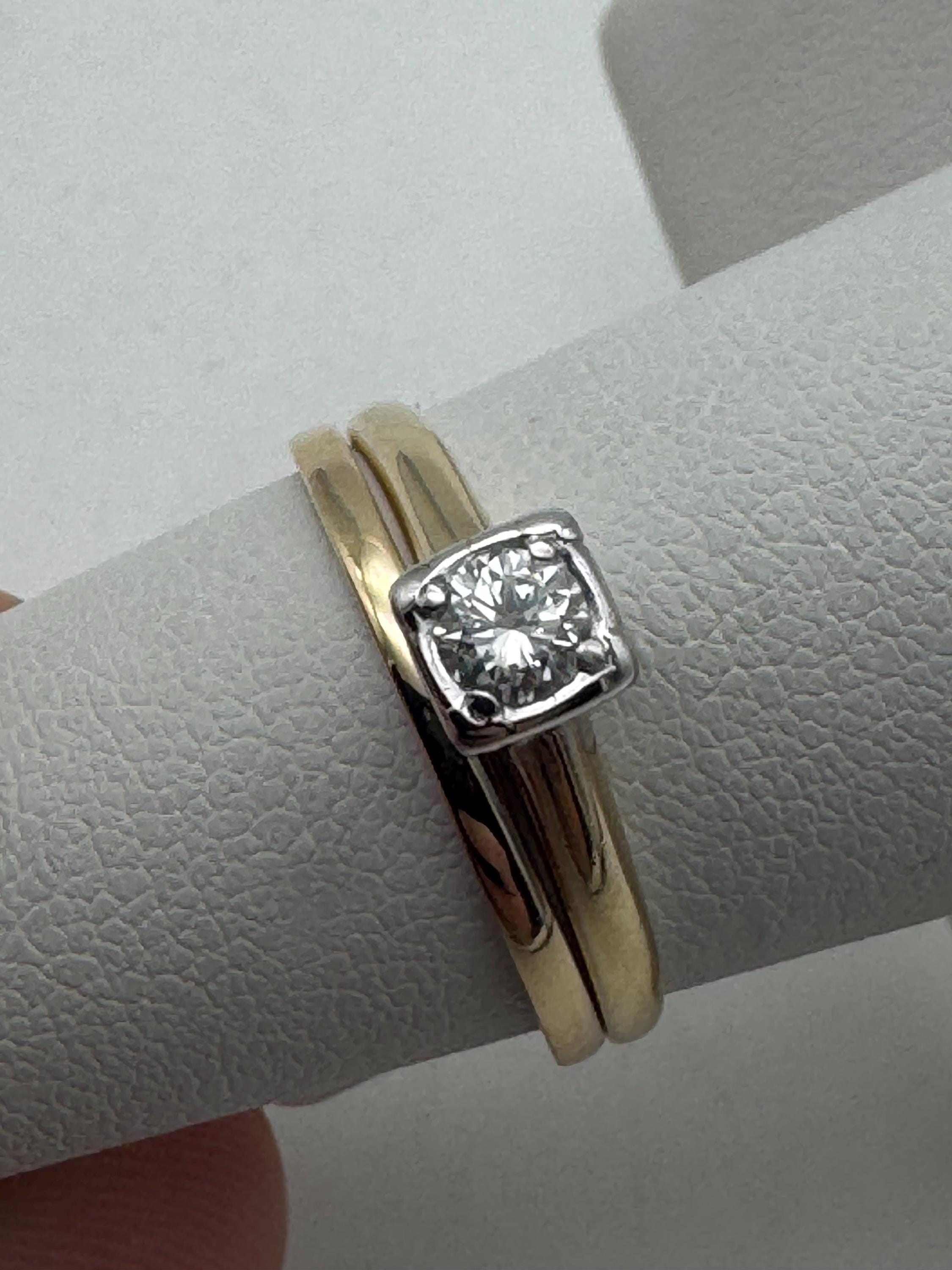 Antique Art Deco Diamond Solitaire Ring and Band Set .20 Ctw - Etsy