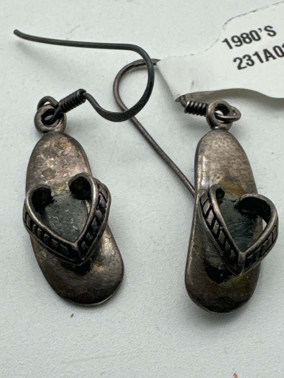Vintage Sterling Silver Flip Flop Sandals Earrings