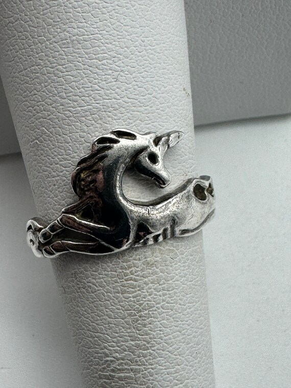 Vintage Sterling Silver Unicorn Ring - image 1