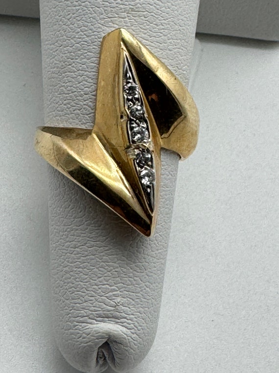 14k Yellow Gold Diamond Bypass Ring