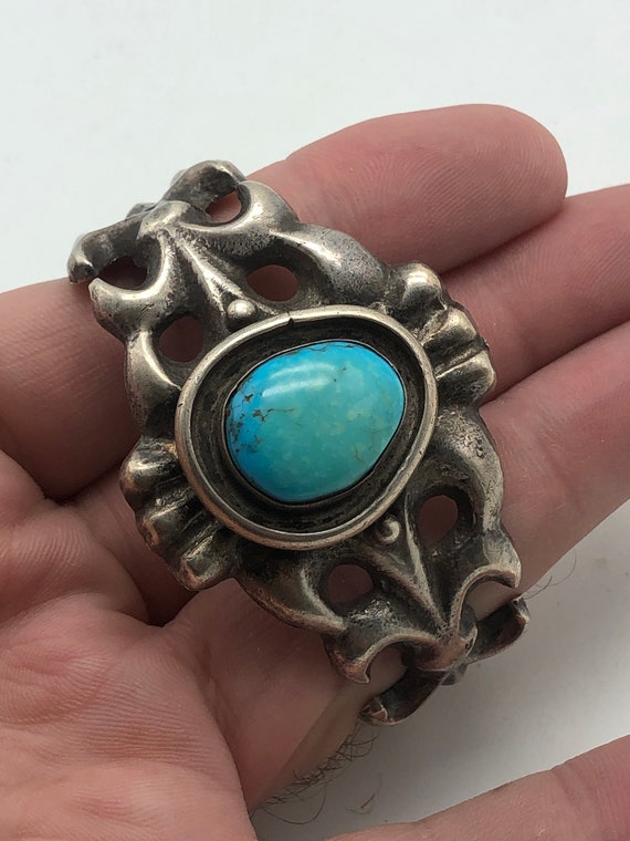 Antique Sterling Silver and Turquoise Old Pawn Ch… - image 3