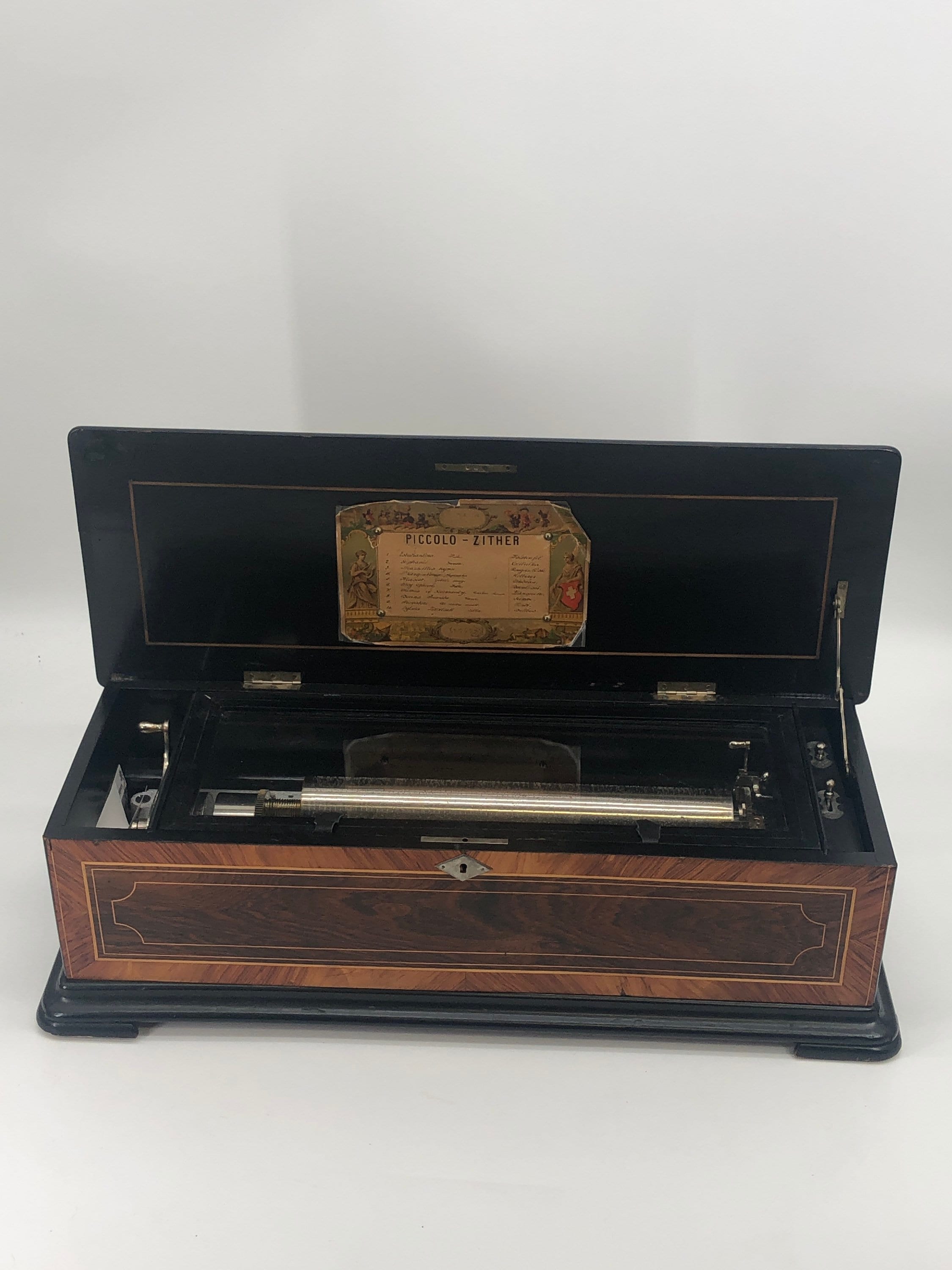 Antique Victorian Cylinder Music Box With Paperwork 1890