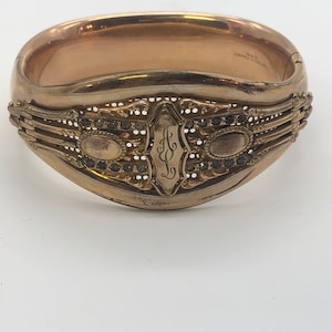 Antique Victorian Gold Filled Monogram Bangle with diamonds
