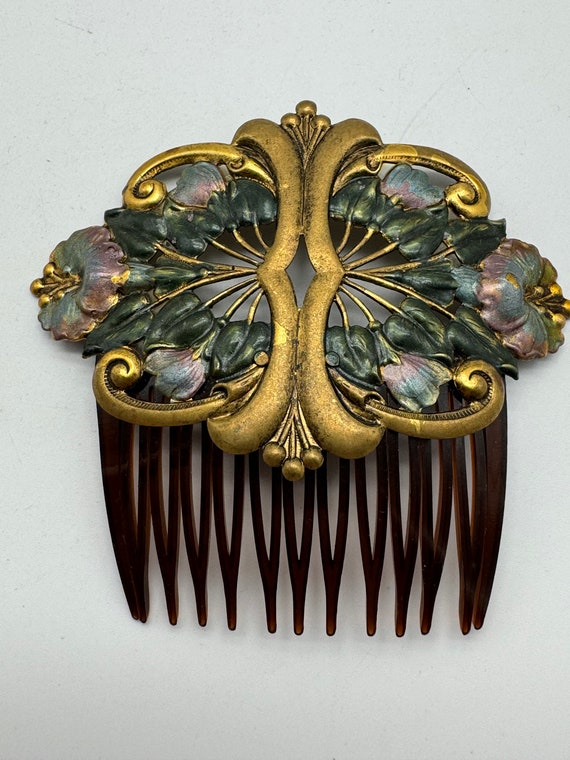 Antique Czech Art Nouveau Hair Comb - image 1