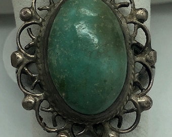 Vintage sterling silver Larimar turquoise ring made in mexico