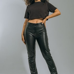Handmade Black Lambskin Leather Pants: Slim Fit Trousers