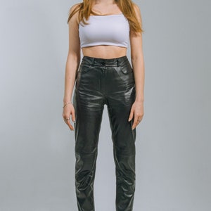 Classic Levi Black Genuine Leather Pants for Woman Vintage Handmade Gift For Her Black Lamb Skin Trousers Premium Quality
