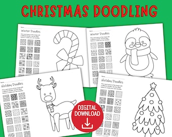 Patterns and Art Designs for Christmas and Winter doodling or Zentangle drawing