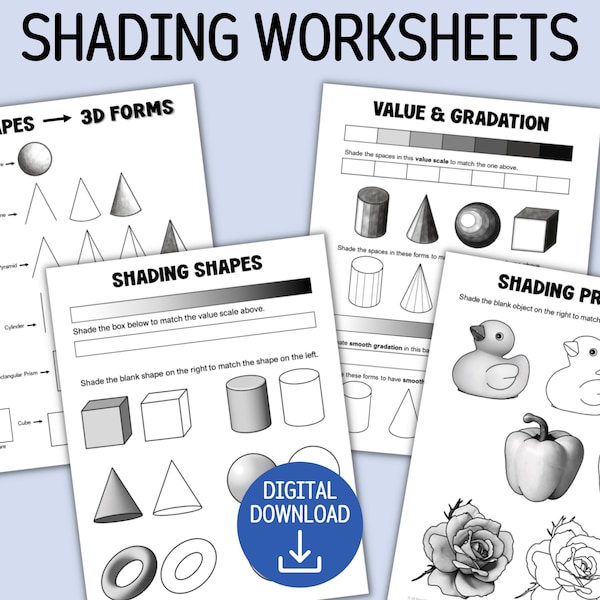 Shading Worksheets and Handouts to Explore Value and Gradation in Art