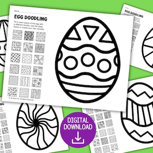 Egg Doodle Zentangle drawing - Patterns and Art Designs Worksheets