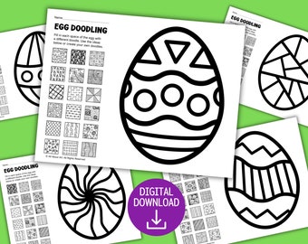 Egg Doodle Zentangle drawing - Patterns and Art Designs Worksheets