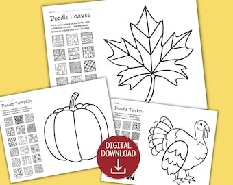 Patterns and Art Designs for Fall doodling or Zentangle drawing