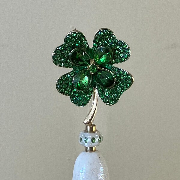 Green Jeweled 4-leaf clover Tree Topper for Ceramic Trees