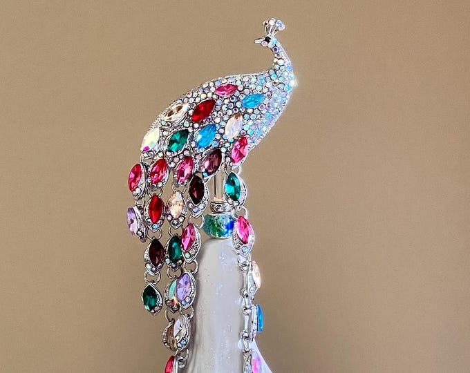 Large Peacock Multi-color Rhinestone, Topper for Ceramic Trees (3/16 ...