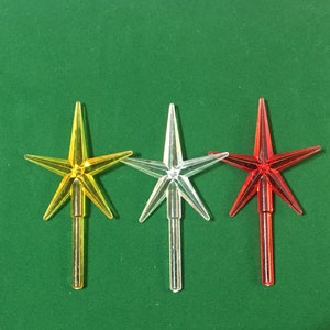 Star Ceramic Tree Topper (2 1/4 x  3 1/2&quot;), 3/16&quot; stem, Red, Yellow & Clear Acrylic