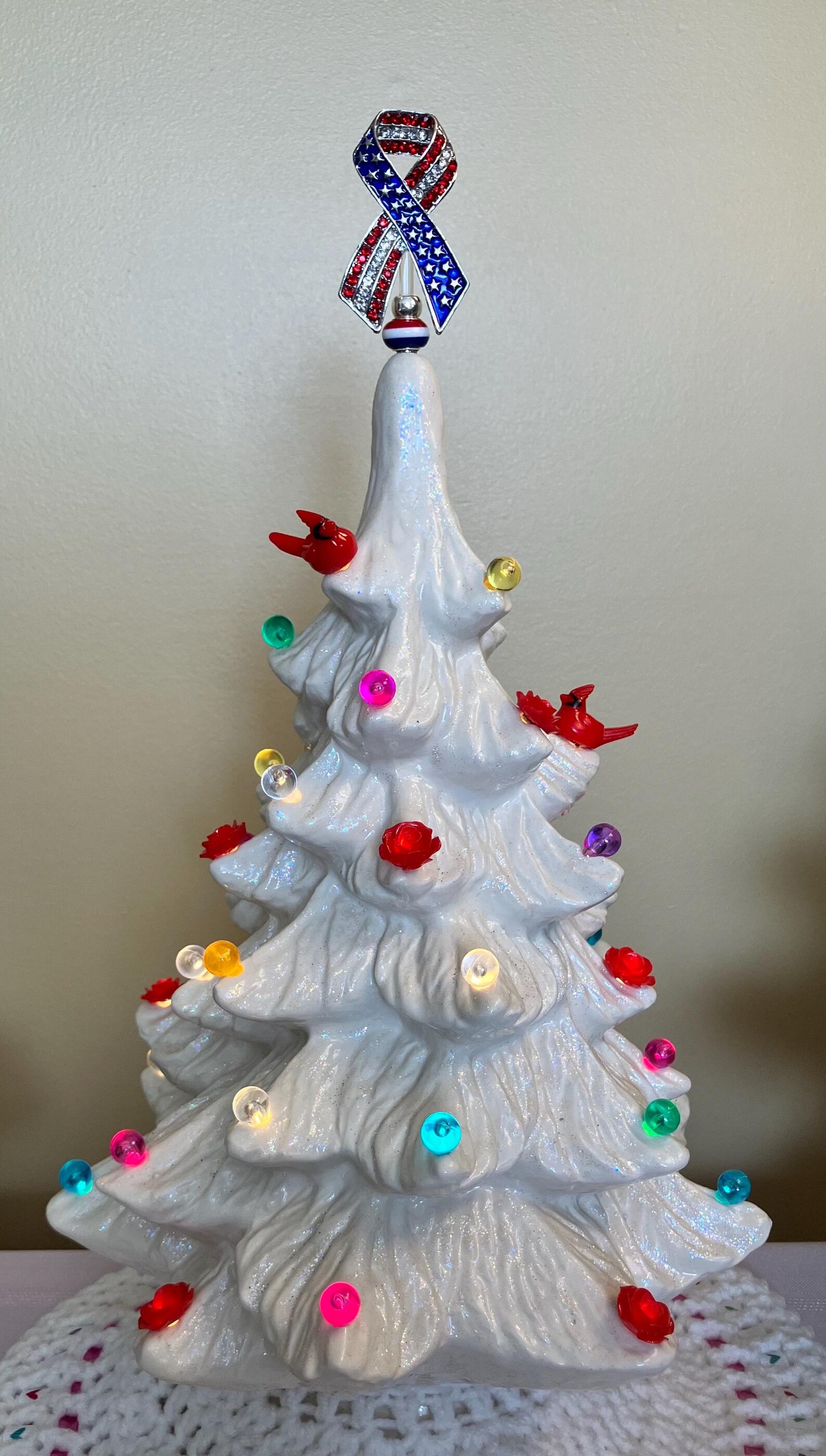 Patriotic Ribbon Topper for Ceramic Trees (3/16
