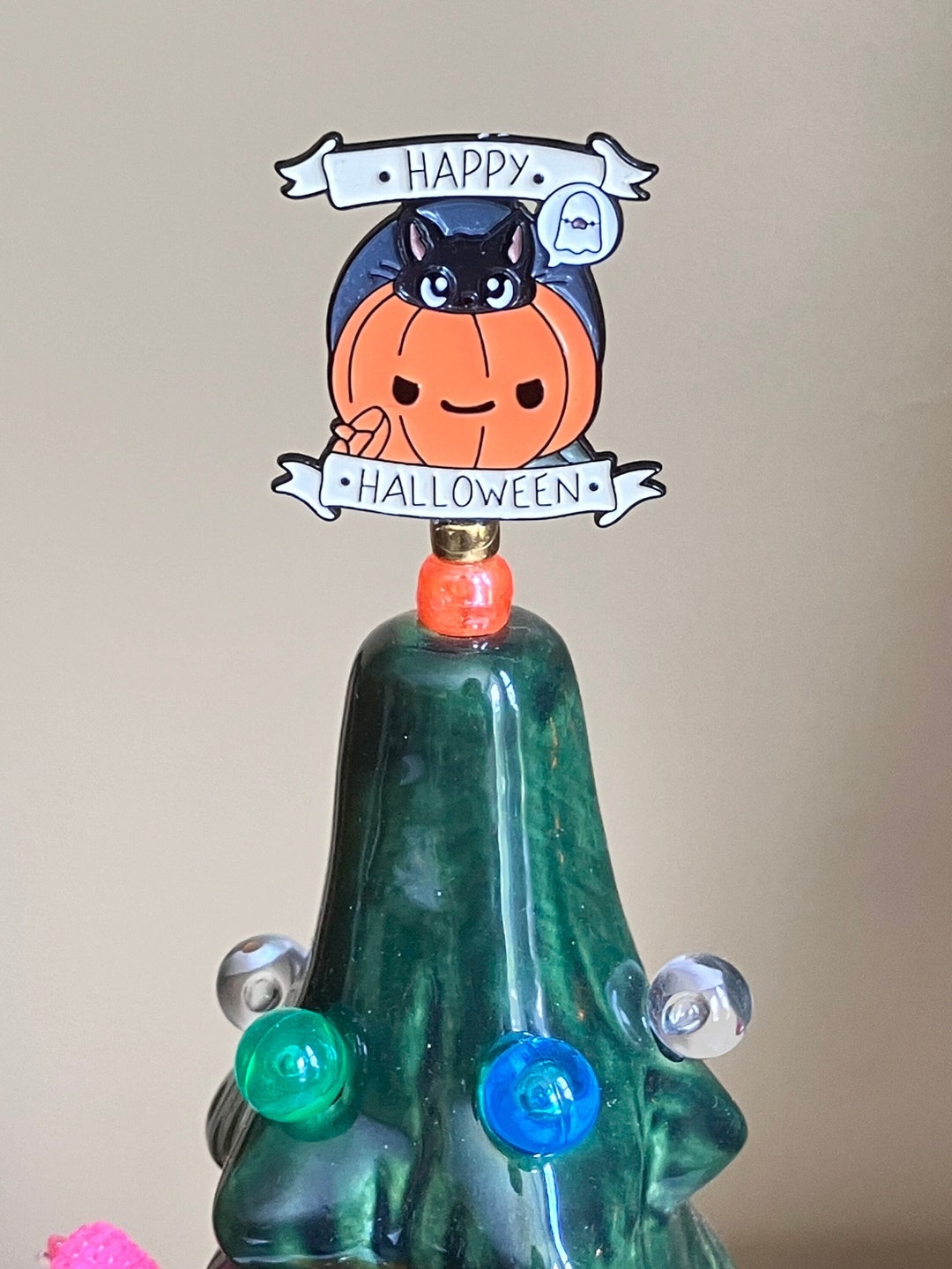 Halloween Cat in Pumpkin Topper for Ceramic Trees - Etsy