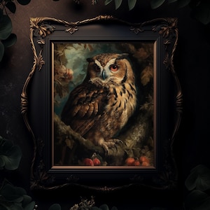 Owl in the Forest | Owl Painting | Oil Painting | Wall Art | Matte Print | 11x14, 18x24
