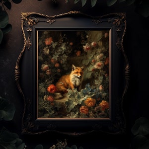 Fox in the Garden | Fox Painting | Oil Painting | Wall Art | Matte Print | 11x14, 18x24