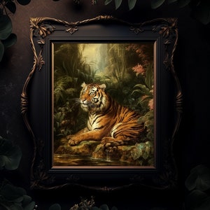 Tiger in the Jungle | Tiger Painting | Oil Painting | Wall Art | Matte Print | 11x14, 18x24