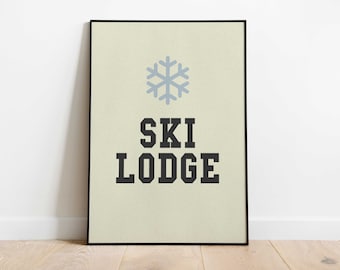 Ski Lodge Art Print | Instant Digital Download | Winter Artwork