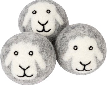 Eco-Friendly Smart Sheep 100% Premium Wool Dryer Balls Extra Large Reusable & Natural Handmade  Bestseller 3-pack