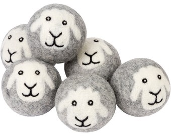Eco-Friendly Smart Sheep 6-Pk 100% Premium Wool Dryer Balls Extra Large Reusable & Natural Handmade  Bestseller