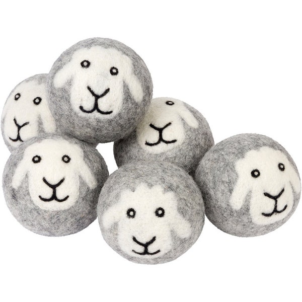 Eco-Friendly Smart Sheep 6-Pk 100% Premium Wool Dryer Balls Extra Large Reusable & Natural Handmade  Bestseller