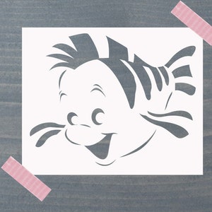 Flounder Fish Stencil, Reusable Mylar Stencil Mermaid Fish