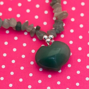 Vintage Jade Heart Necklace 17 1/2 inch - P6