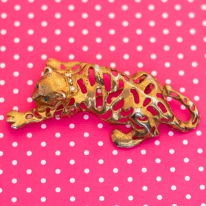 Vintage Brosche Tiger Gold Ton - P1