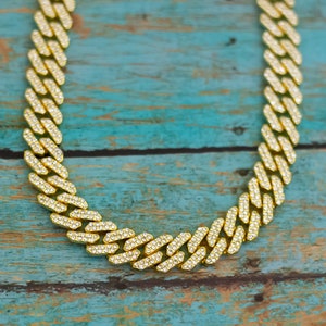 19 Zoll, Vintage Geometrische Links klare Strass Gold Ton Kette Halskette - P28