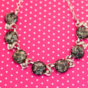 Vintage Abstract Stones Gold Tone Choker Necklace 16 inch - P14