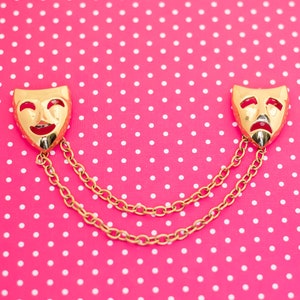 Vintage Chained Happy & Sad Brooch by Trifari - P8