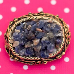 Vintage Bed of Blue Stones Brooch - P21