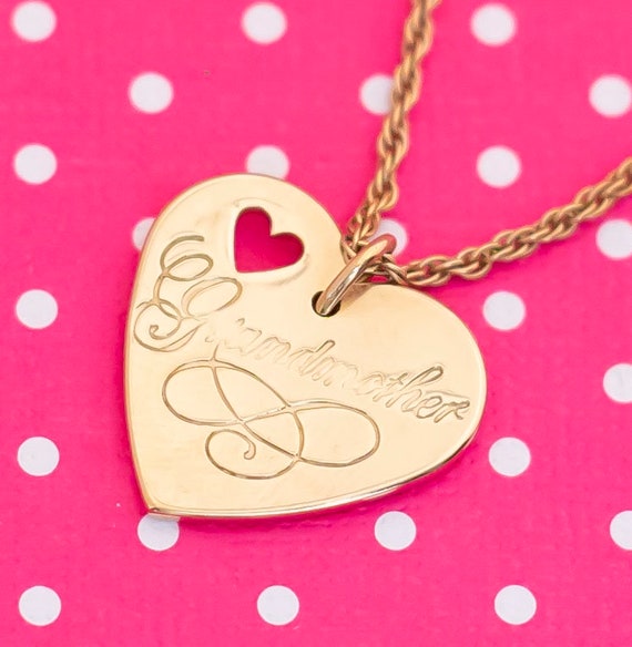 Vintage "I Love You' Gold Tone Heart Necklace by … - image 2